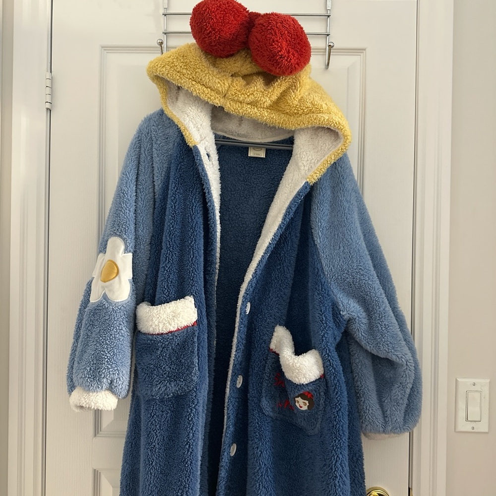 Blue & Yellow Disney-Inspired Snow White Plush Hooded Robe